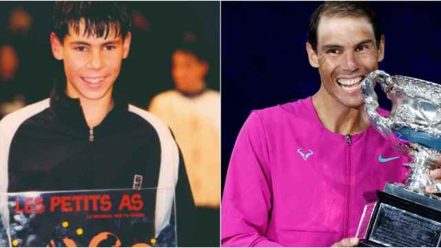 Rafa Nadal con el título de Le Petit As con 14 años y con el Abierto de Australia con 35