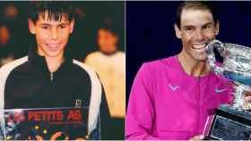 Rafa Nadal con el título de Le Petit As con 14 años y con el Abierto de Australia con 35