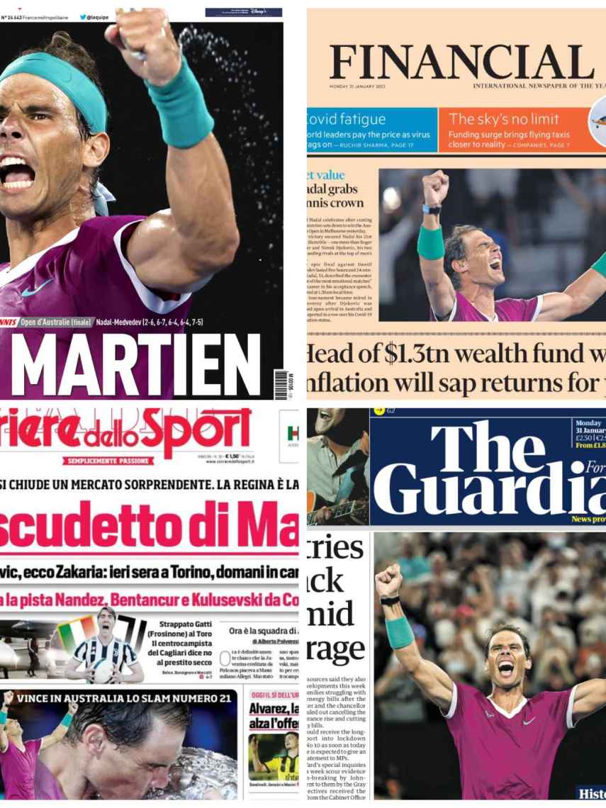 Las portadas internacionales destacan la victoria de Rafa Nadal