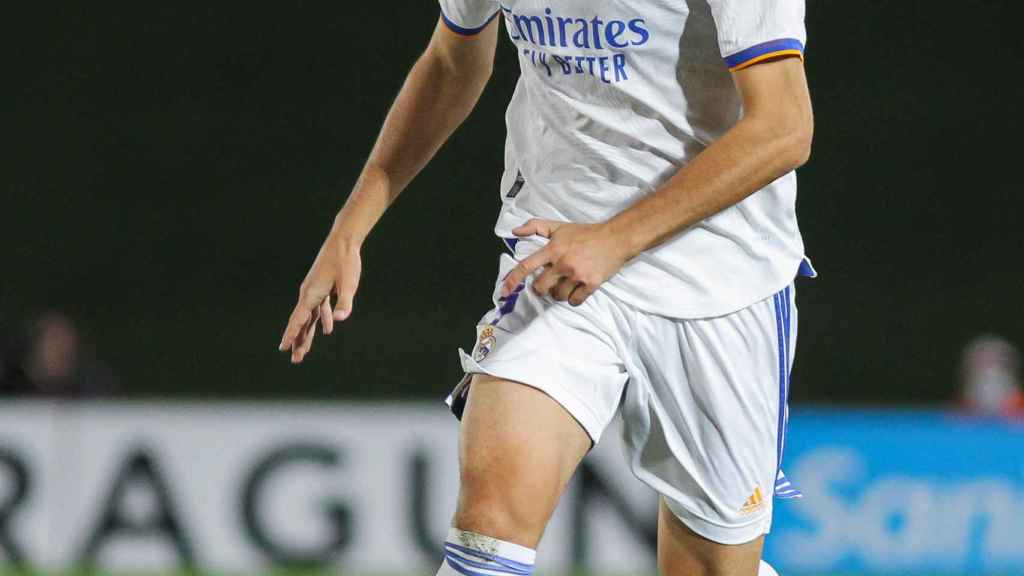 Miguel Gutiérrez, durante un partido con el Real Madrid Castilla.