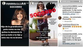 Algunos de los centenares de amenazas que recibieron la actriz y su hijo.
