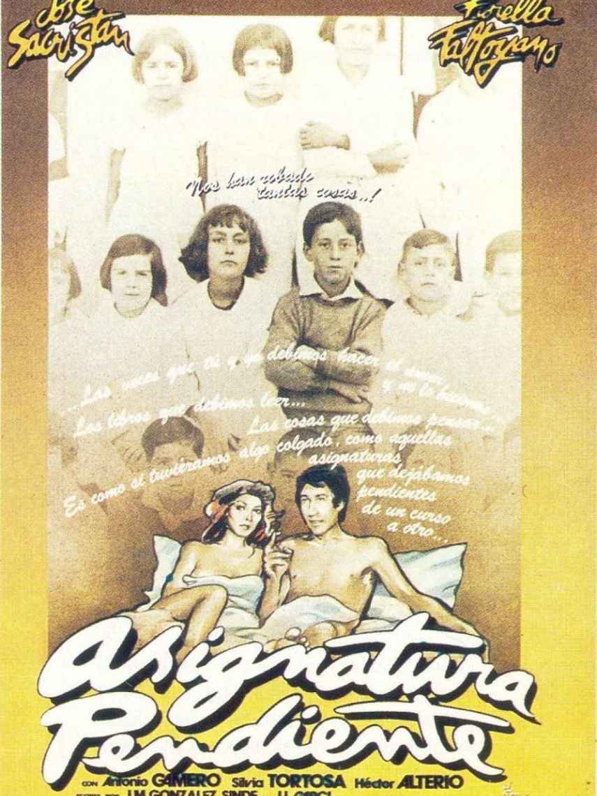 El cartel de su película Asignatura pendiente, censurado por el régimen de Franco.
