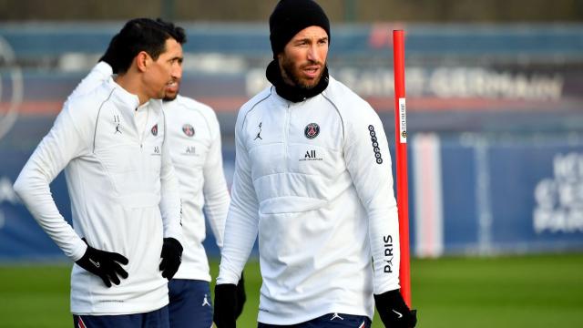 Sergio Ramos, entrenando con el PSG