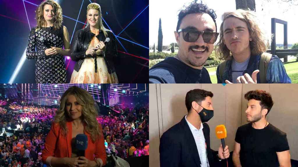 Distintos miembros de la deleganción española de Eurovisión.