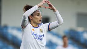 Esther González celebra un gol con el Real Madrid Femenino en la temporada 2021/2022