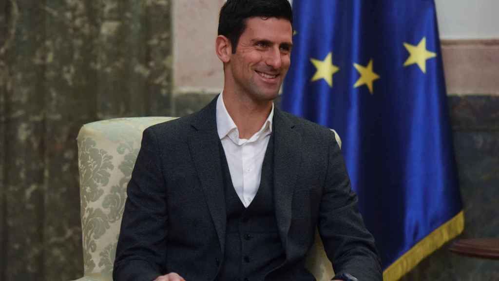 Novak Djokovic, durante su encuentro con el presidente serbio