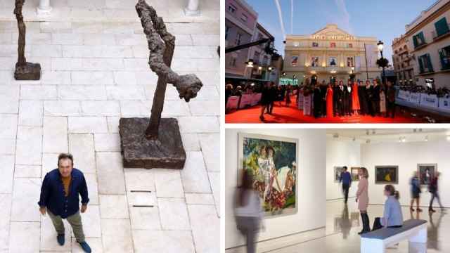 Un collage con imágenes de Barceló, el Festival de Cine y el Museo Thyssen.