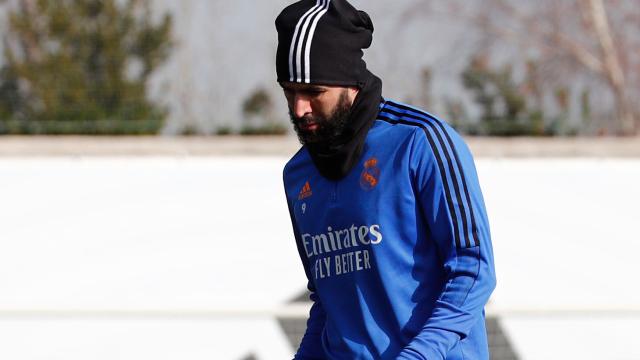 Karim Benzema, en un entrenamiento del Real Madrid