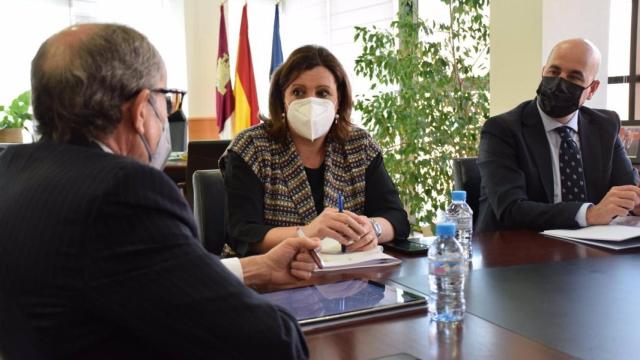 Reunión de la consejera de Economía, Empresas y Empleo, Patricia Franco, con el presidente del Consejo Regional de Cámaras, Mariano León. Foto. JCCM