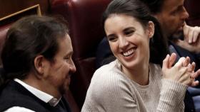 Pablo Iglesias e Irene Montero, en el Congreso de los Diputados.