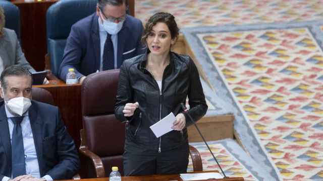 La presidenta de la Comunidad de Madrid, Isabel Díaz Ayuso, este jueves en la Asamblea de Madrid. EP