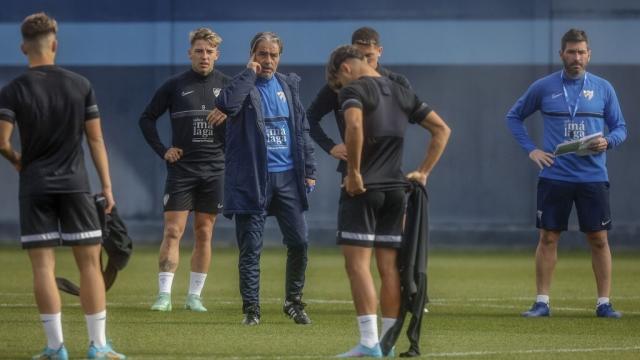 El Málaga, en uno de los entrenamientos de la semana.