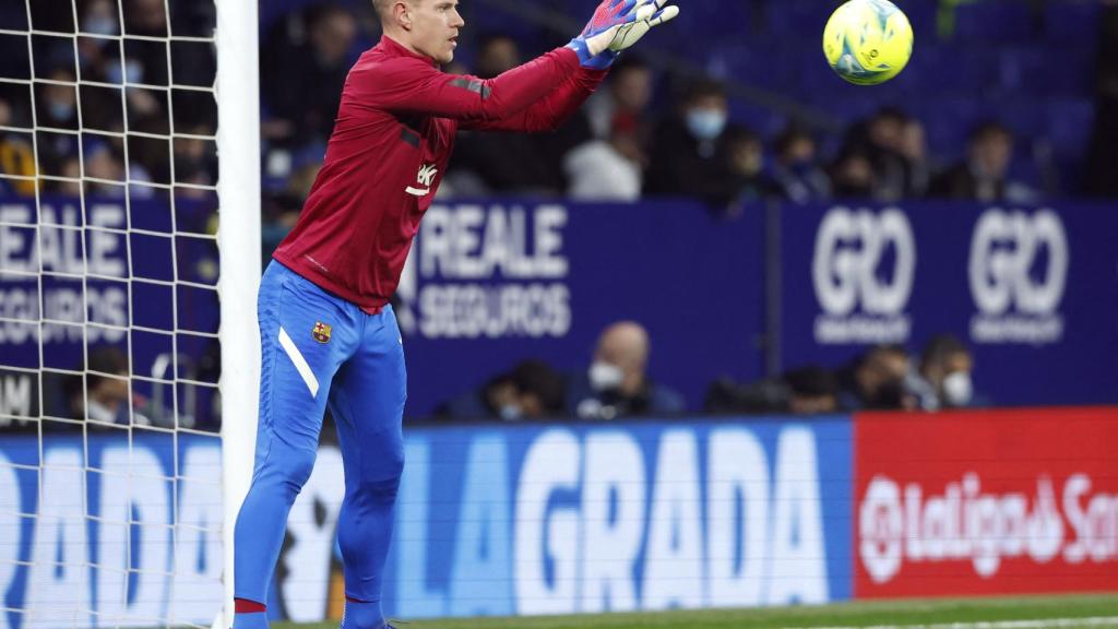 Marc-André ter Stegen, durante el calentamiento del Barcelona