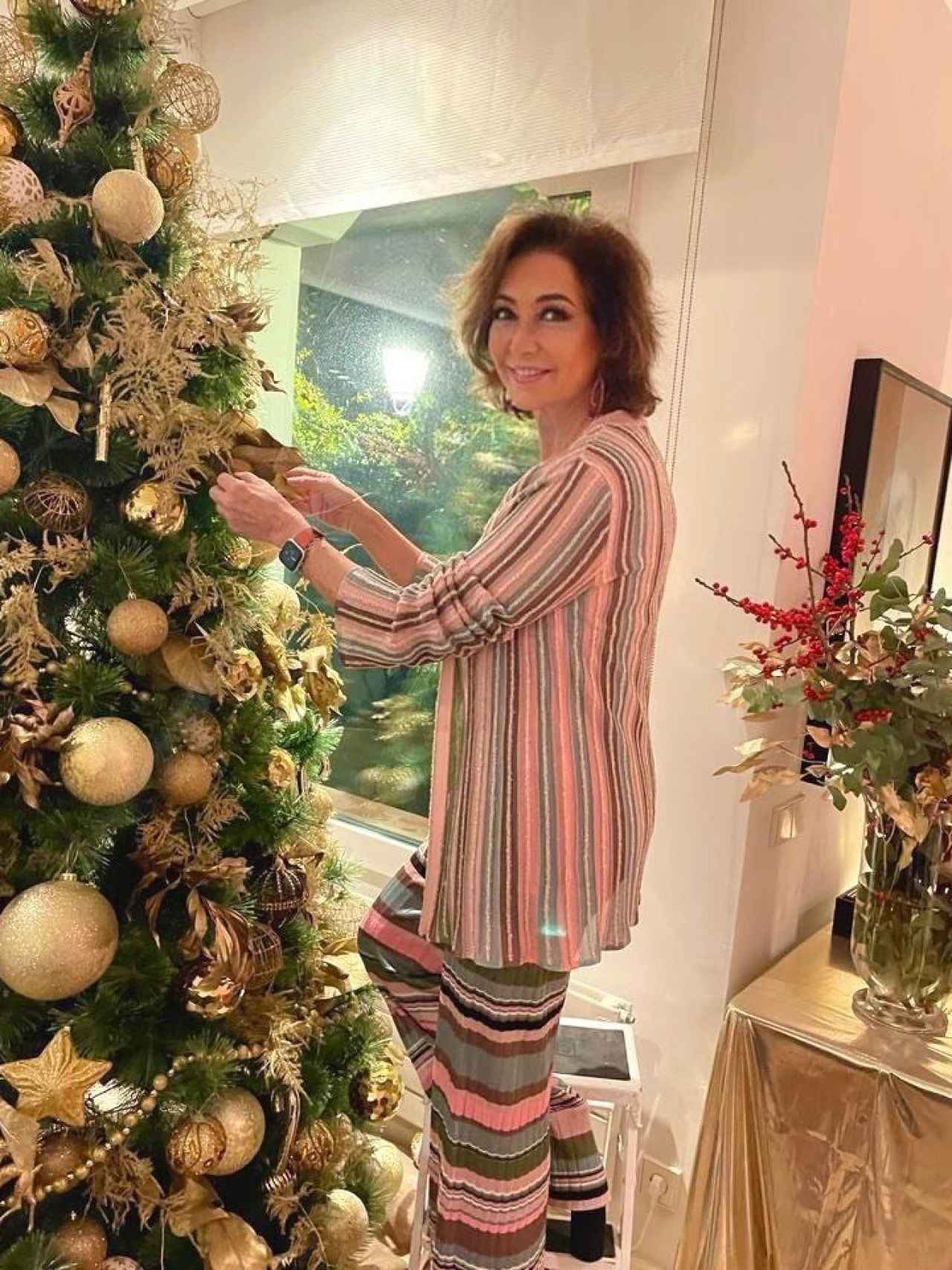 Ana Rosa reapareció en el día de Navidad mostrando cómo decoraba el árbol.