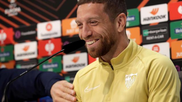 'Papu' Gómez, en rueda de prensa de la Europa League