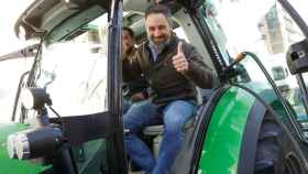 Santiago Abascal este miércoles en una movilización del sector agrario en Murcia. EP