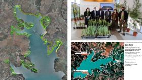 Un collage del gran proyecto ambiental y de ocio del pantano de La Viñuela.