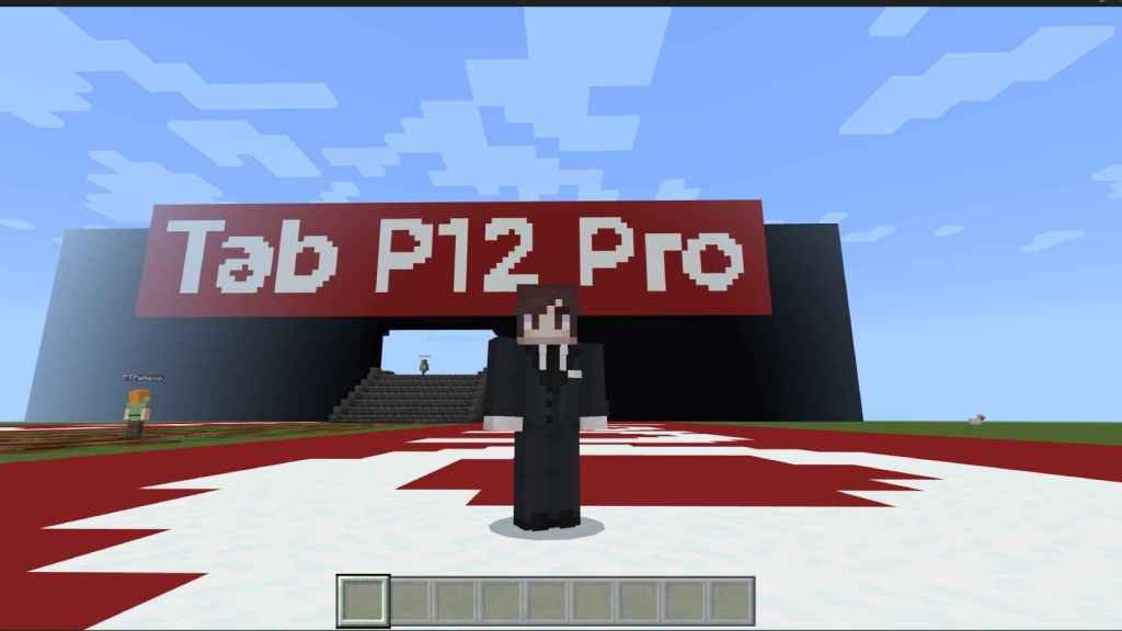 Mi avatar en la rueda de prensa en Minecraft.