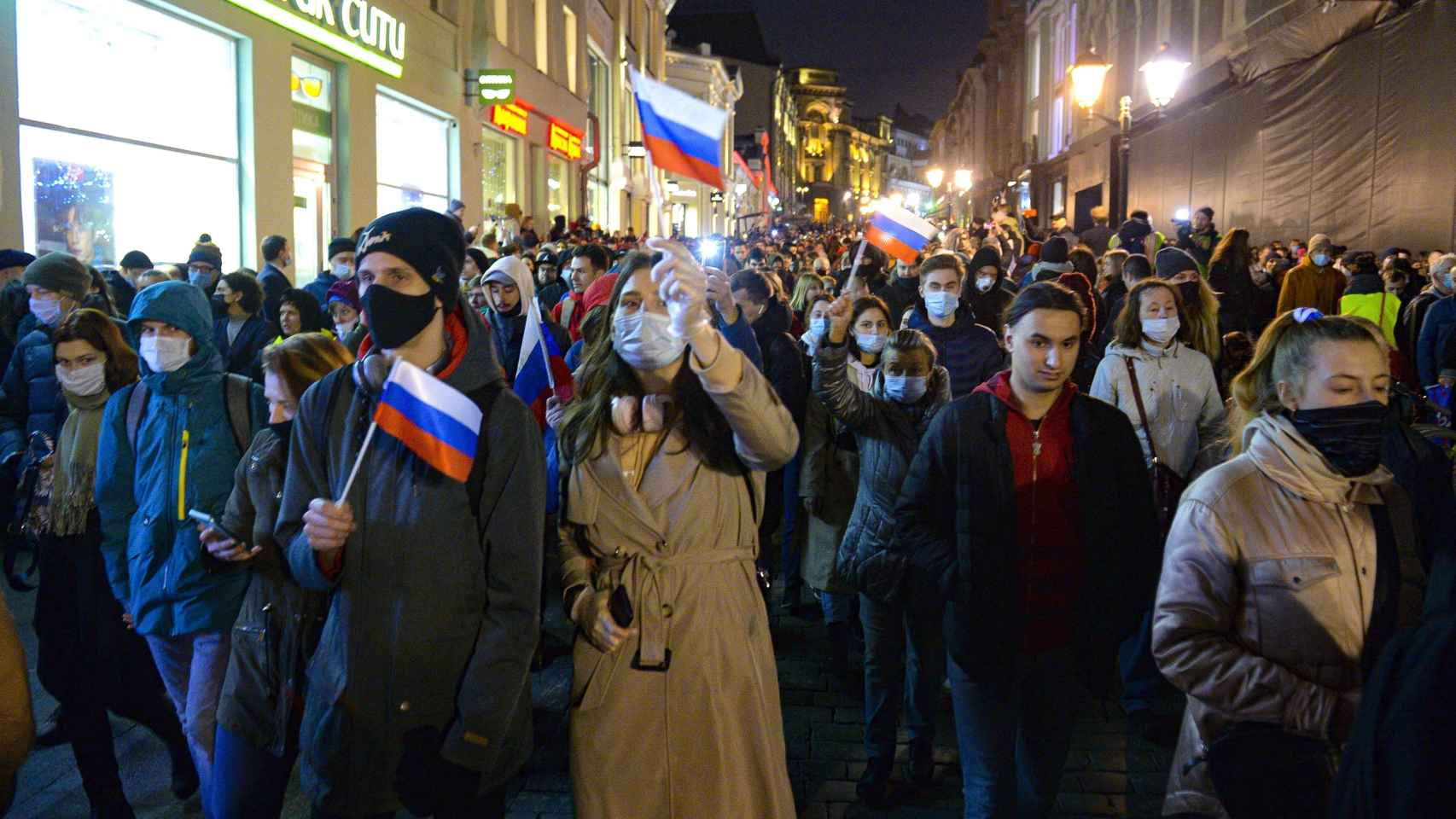 Protestas por la detención de Navalny en Moscú.