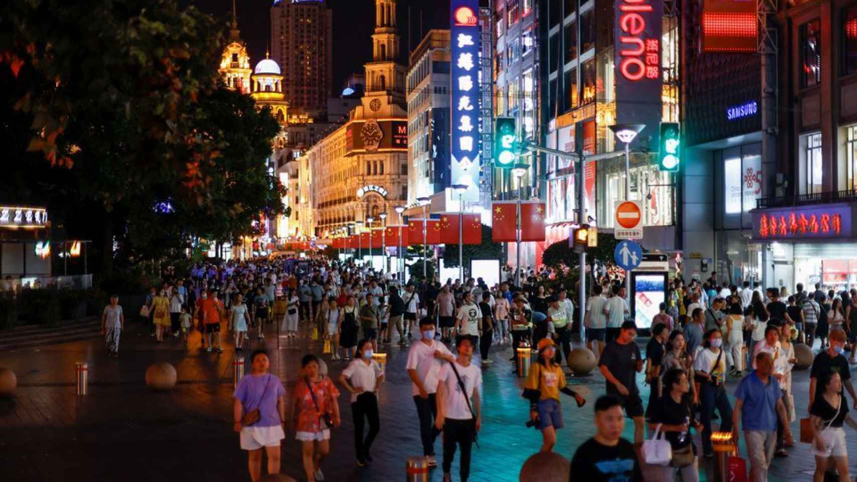 Una calle céntrica de Pekín en julio de 2021.