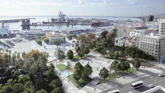 Infografía de una posible ordenación de la Plaza de la Marina de Málaga.