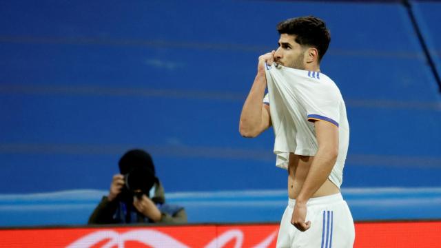 Marco Asensio celebra su gol con el Real Madrid