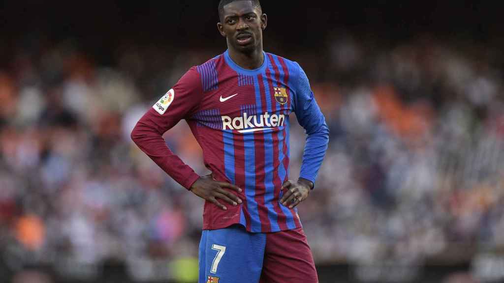 Ousmane Dembélé, en un partido del FC Barcelona de la temporada 2021/2022