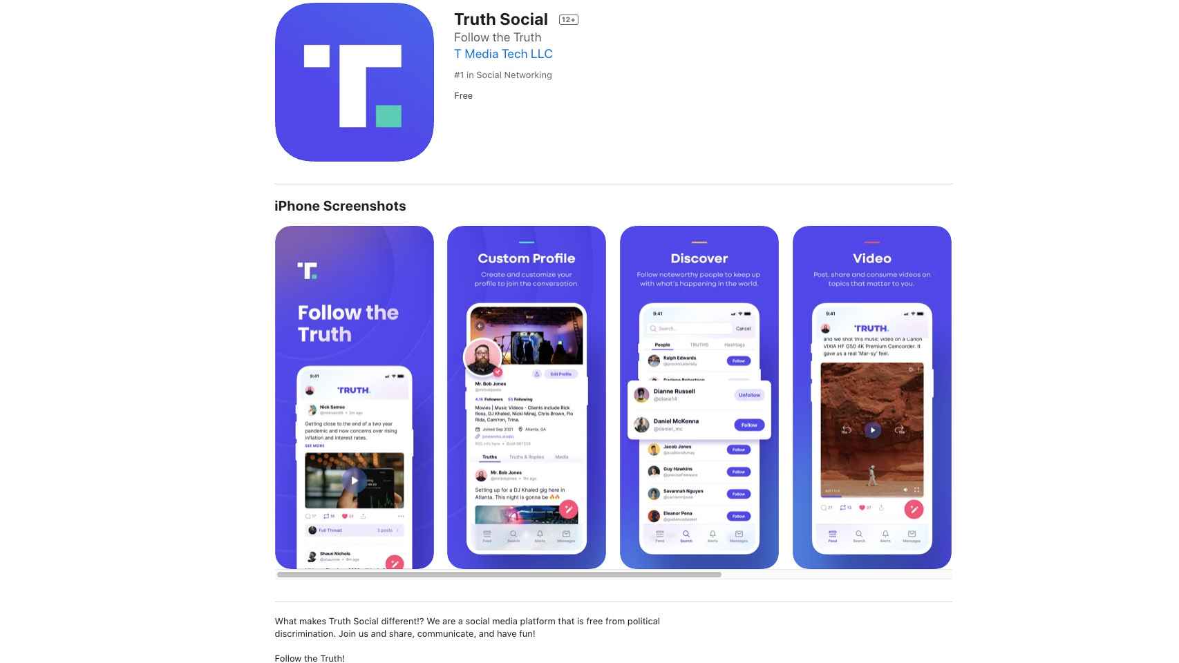 Truth Social en la App Store.