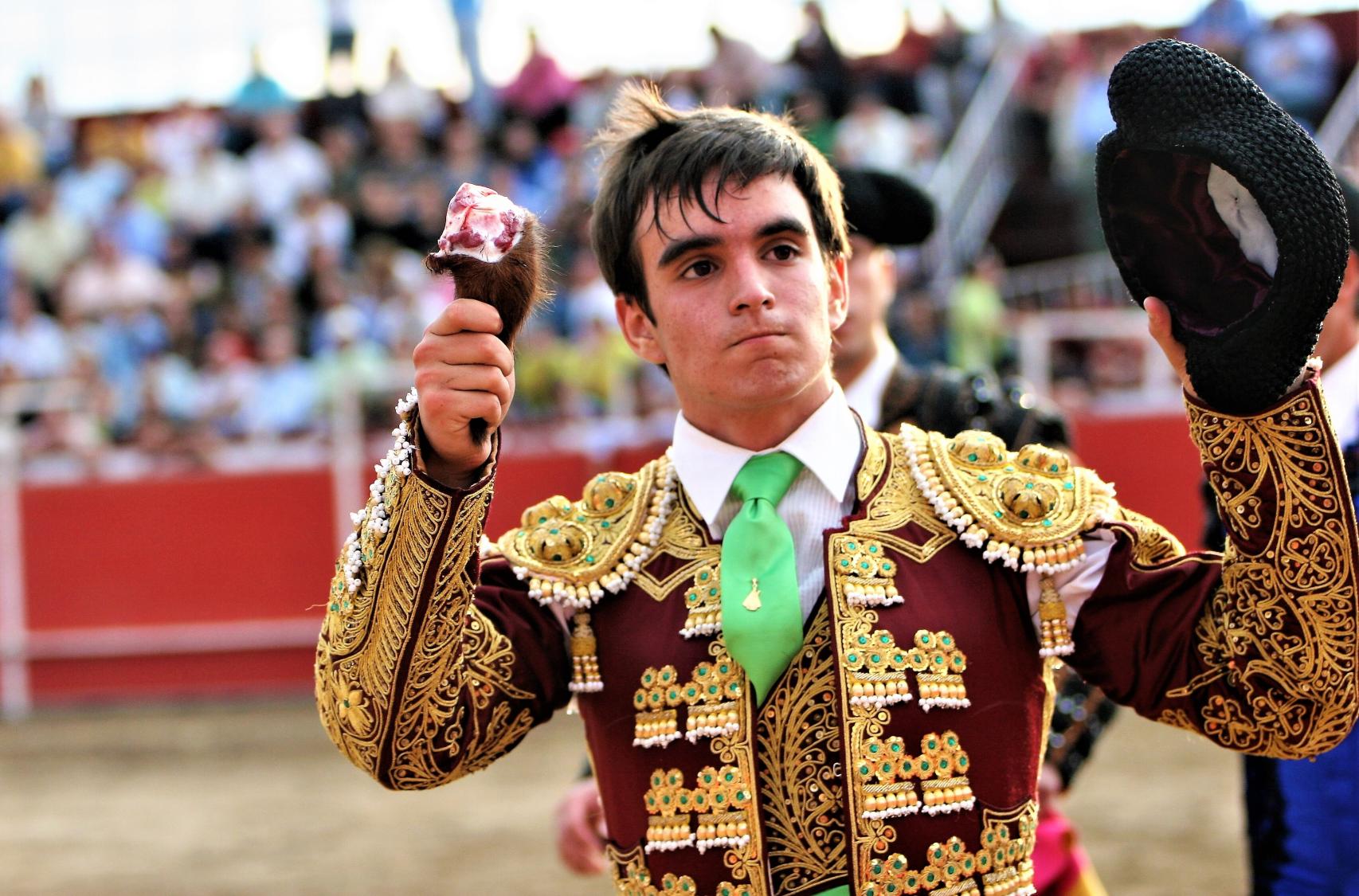 Lagartijo, dando la vuelta al ruedo en una novillada de sus inicios.