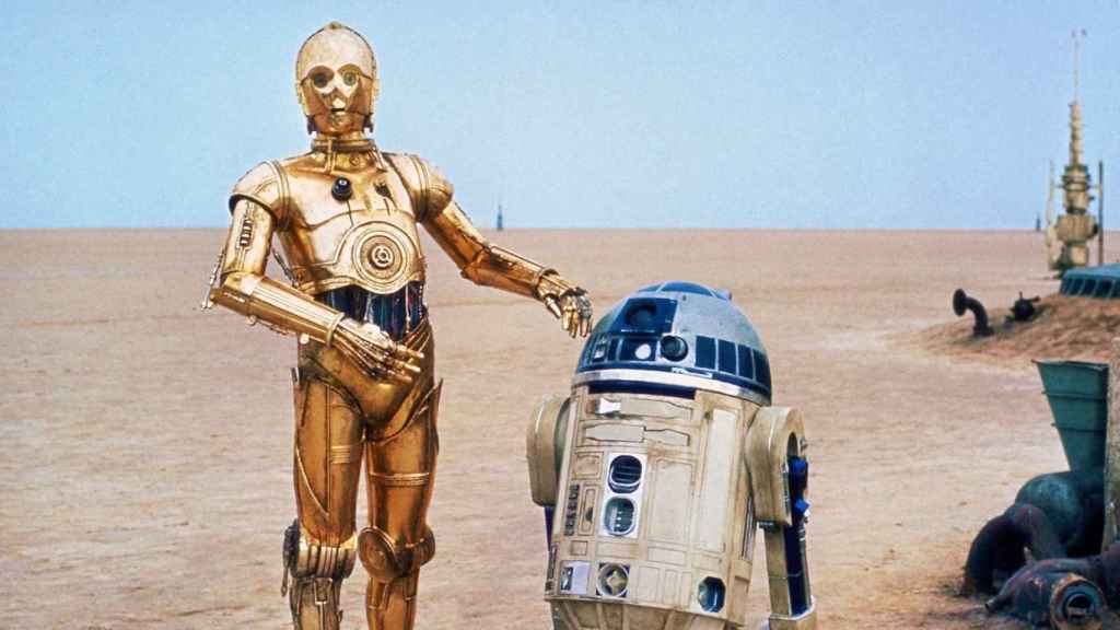 C3PO y R2D2 en las películas de Star Wars.
