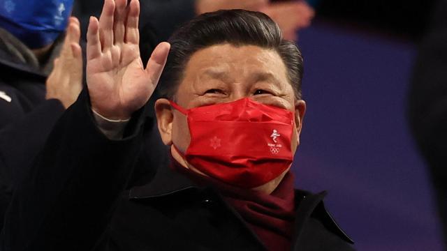 El presidente de China, Xi Jinping, durante la ceremonia de clausura de de los JJOO de invierno.