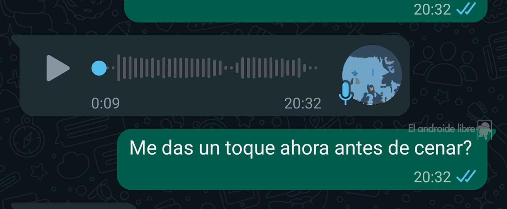 WhatsApp con ondas sonoras en las notas de voz