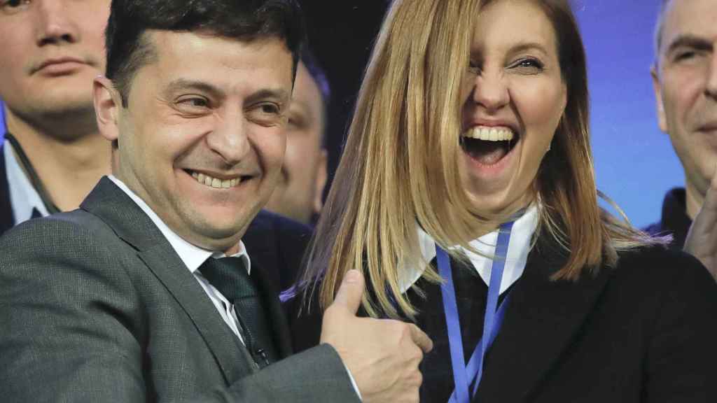 Volodimir Zelenski y Olena Zelenska durante la campaña electoral del actual presidente.