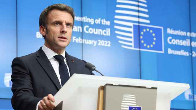 El presidente francés, Emmanuel Macron, durante la rueda de prensa de este viernes