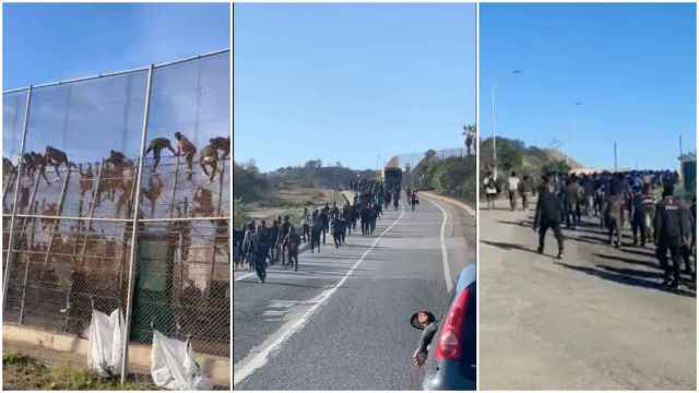 Algunas de las escenas vividas esta mañana en Melilla durante el salto de los inmigrantes.