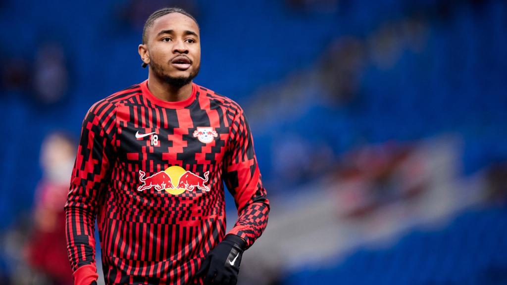Christopher Nkunku, durante un calentamiento.
