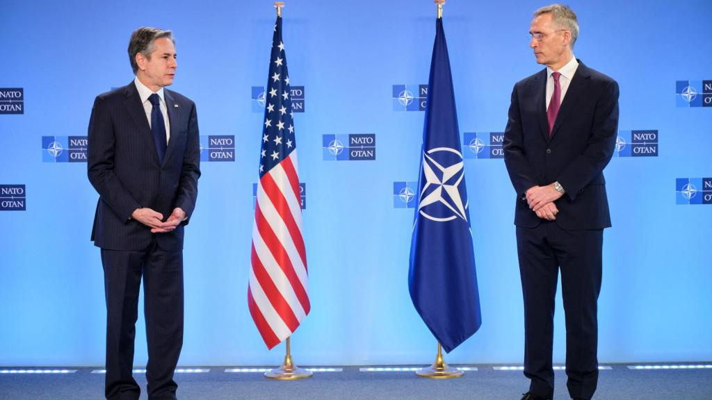 Anthony Blinken y Jens Stoltenberg, durante una comparecencia conjunta este viernes