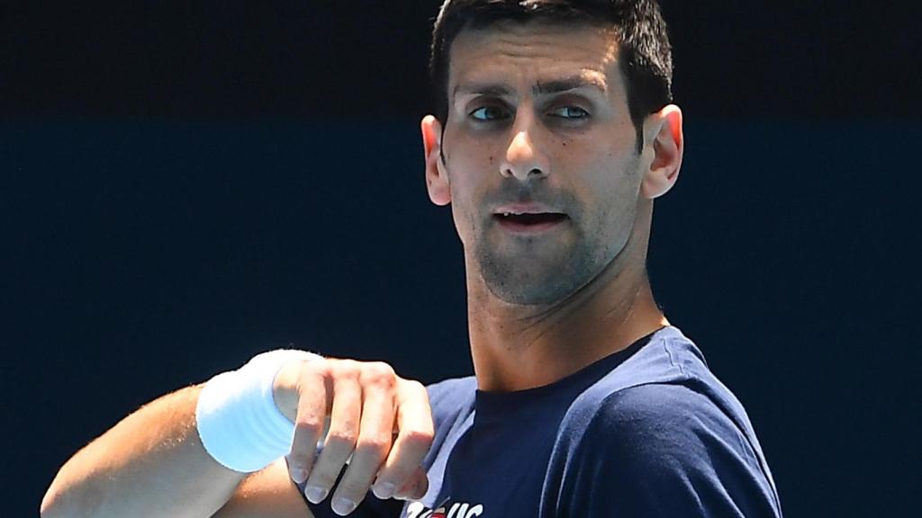 Novak Djokovic during training