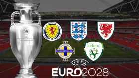 Fotomontaje de la candidatura de Reino Unido e Irlanda para la Eurocopa 2028