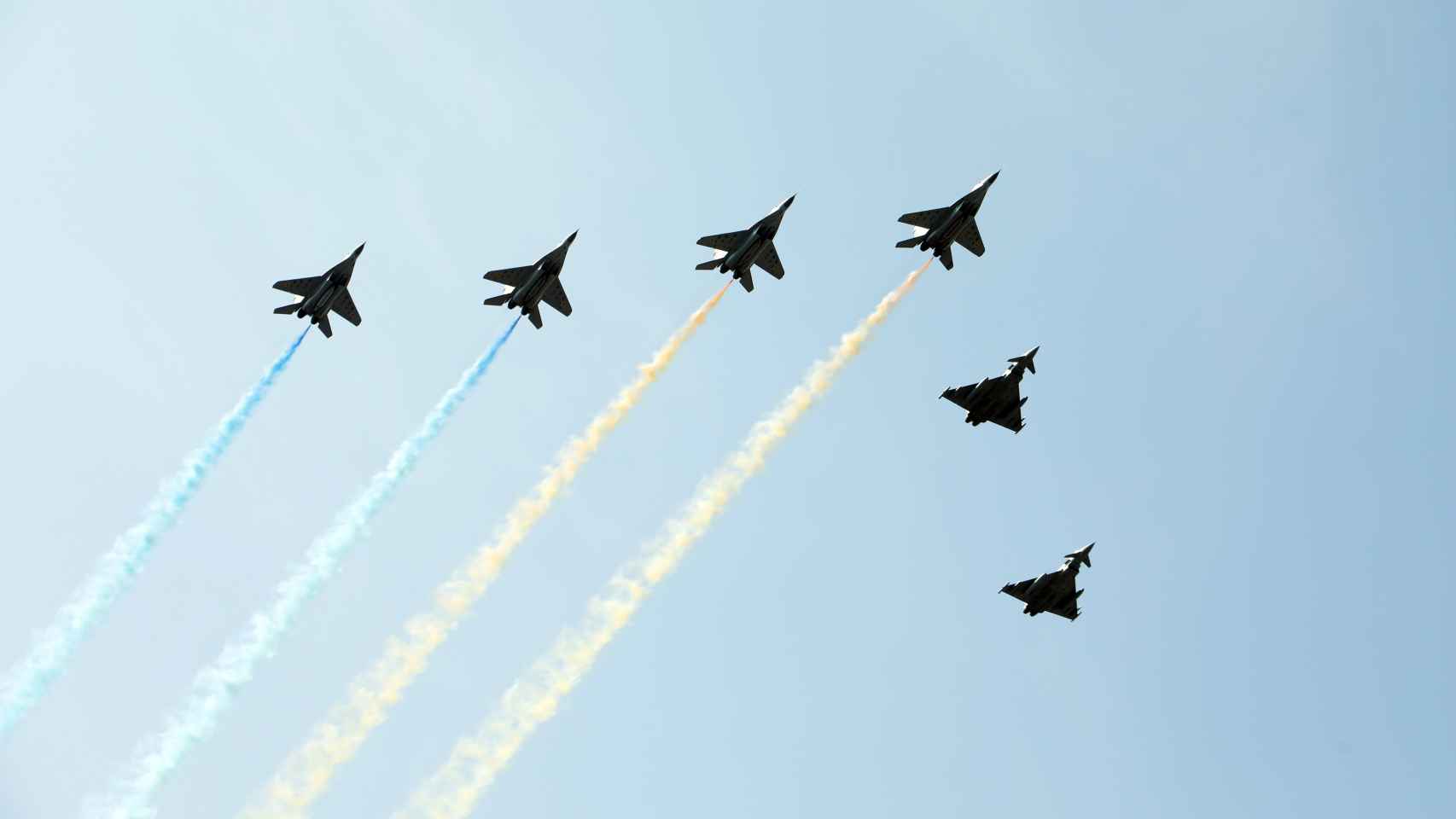 MiG-29 ucranianos celebrando el día de la independencia en 2021