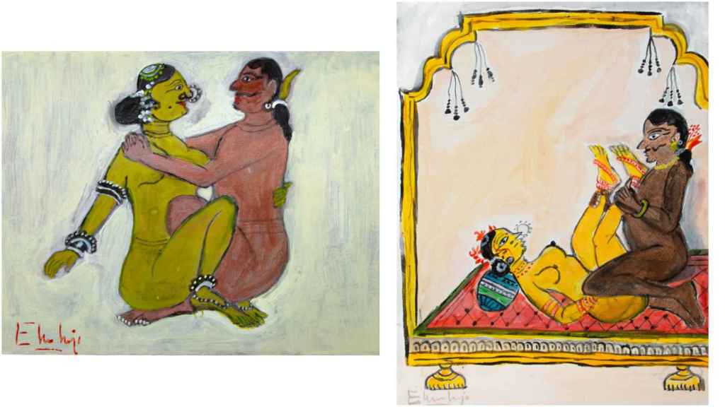 Pinturas hindúes inspiradas en el 'Kamasutra'.