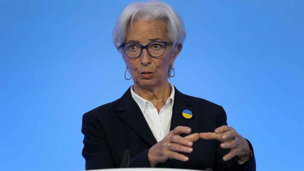 La presidenta del BCE, Christine Lagarde, durante una rueda de prensa