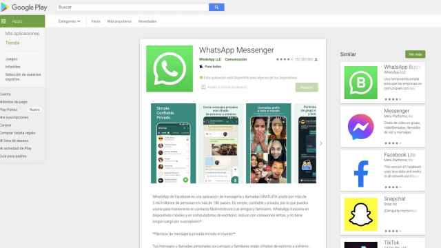 WhatsApp en la Google Play Store web.