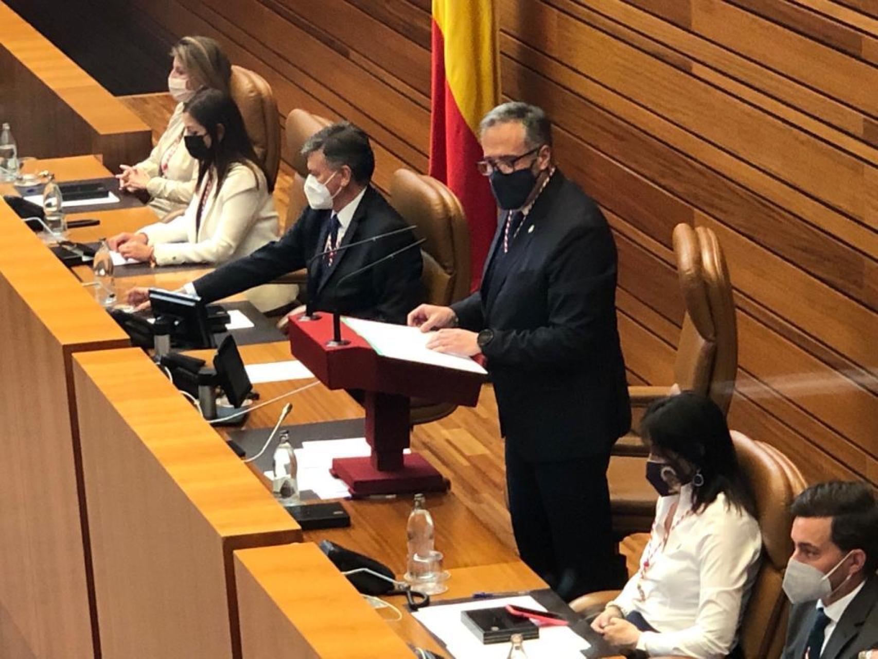 Carlos Pollán en su primer discurso como presidente de las Cortes de Castilla y León