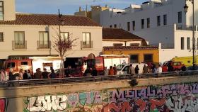 Incendio en una habitación del sótano de un hotel de Málaga capital.