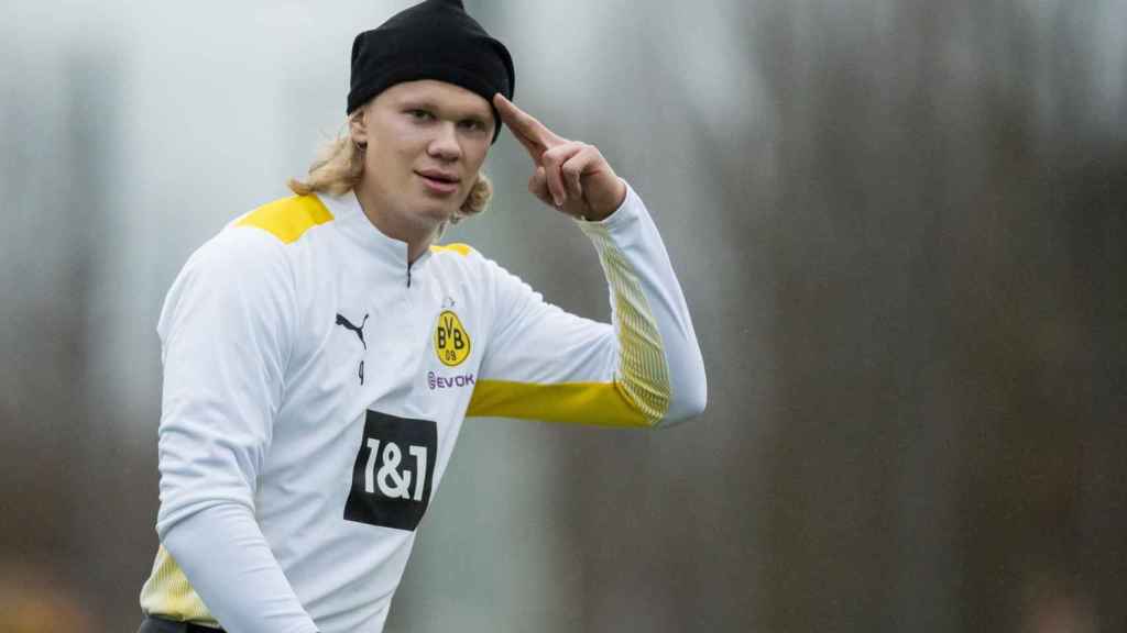 Erling Haaland, entrenando con el Borussia Dortmund