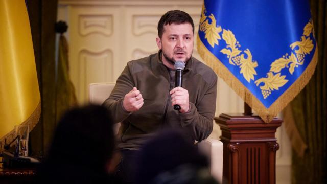 El presidente ucraniano, Volodimir Zelenski, en una rueda de prensa en Kiev.