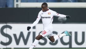 Moussa Diaby, durante un partido con el Bayer Leverkusen.