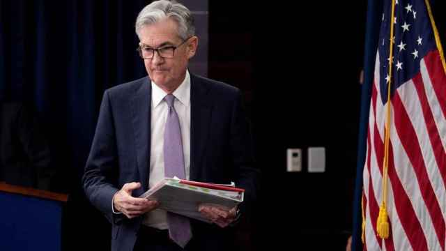 Jerome Powell, presidente de la Reserva Federal, tras una reunión del FOMC.