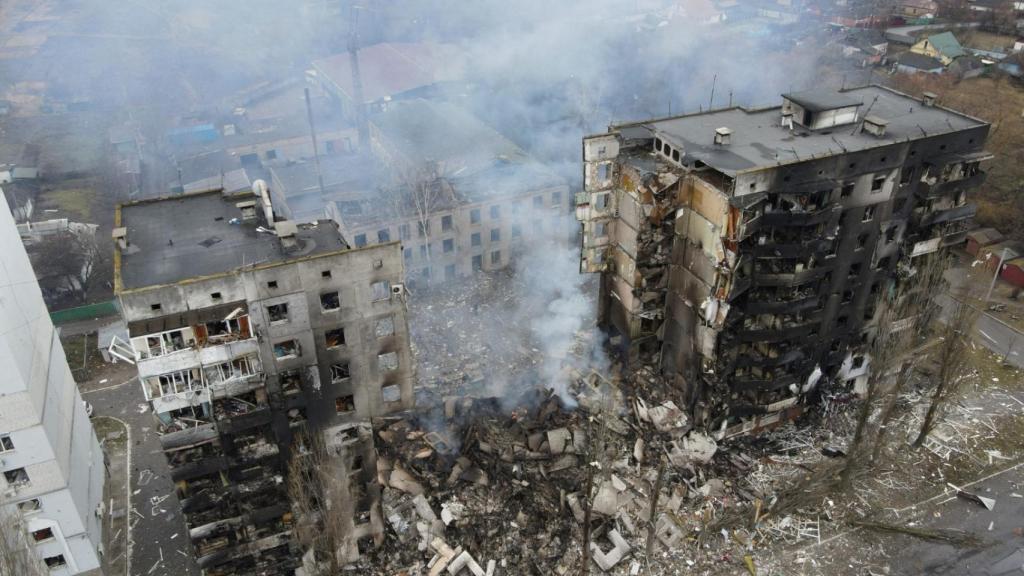 Borodyanka, a mitad de camino entre Bielorrusia y Kiev, completamente arrasada por los bombardeos rusos.